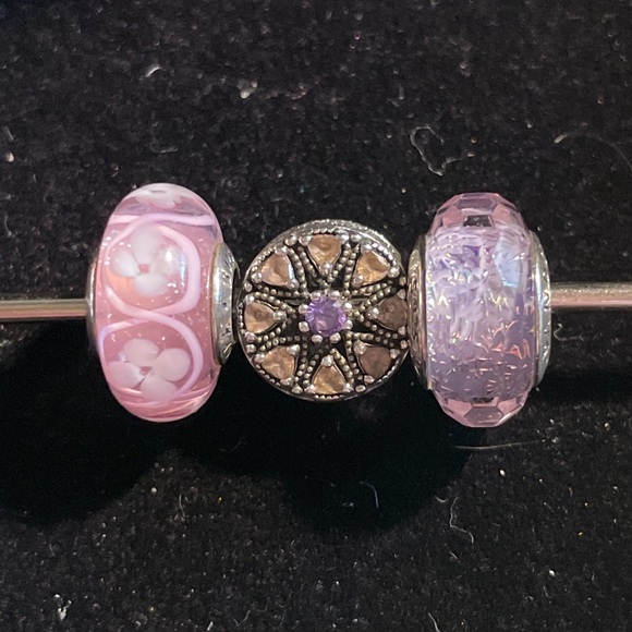 Authentic Pandora sparkling medallion pink and purple crystal charm 💞 - Picture 5 of 5